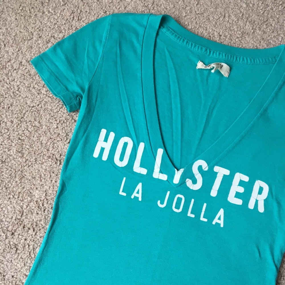 Aqua/Teal Hollister La Jolla V-Neck T-Shirt